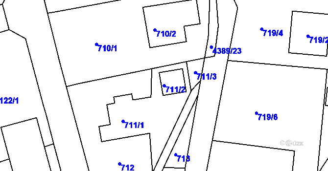 Parcela st. 711/2 v KÚ Frýdlant nad Ostravicí, Katastrální mapa