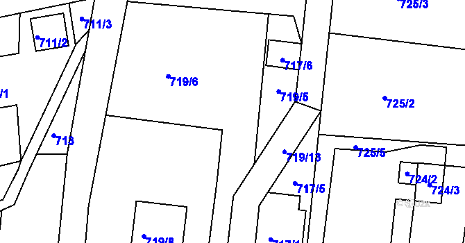 Parcela st. 717/2 v KÚ Frýdlant nad Ostravicí, Katastrální mapa