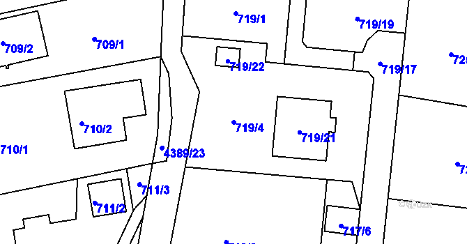 Parcela st. 719/4 v KÚ Frýdlant nad Ostravicí, Katastrální mapa