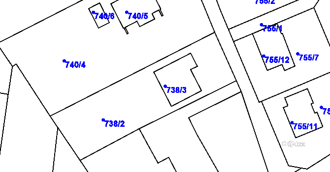 Parcela st. 738/3 v KÚ Frýdlant nad Ostravicí, Katastrální mapa