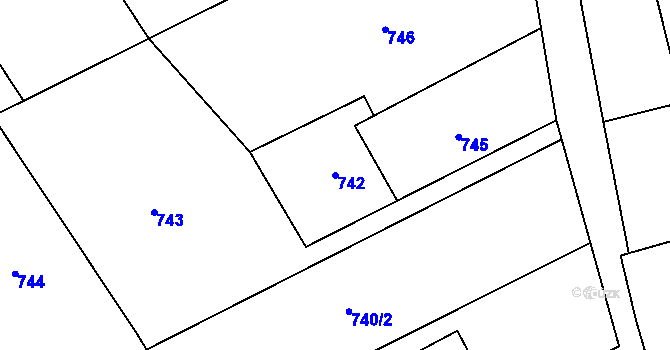 Parcela st. 742 v KÚ Frýdlant nad Ostravicí, Katastrální mapa