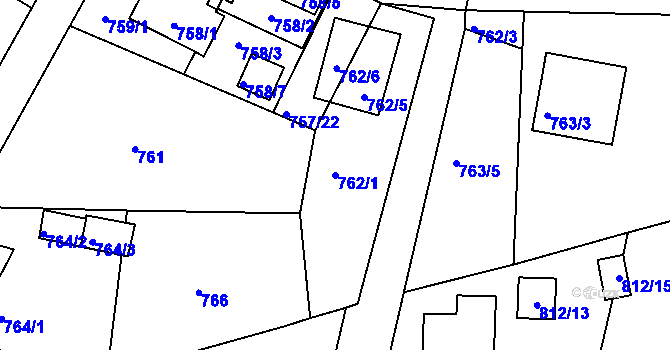 Parcela st. 762/1 v KÚ Frýdlant nad Ostravicí, Katastrální mapa