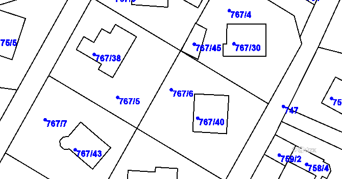 Parcela st. 767/6 v KÚ Frýdlant nad Ostravicí, Katastrální mapa