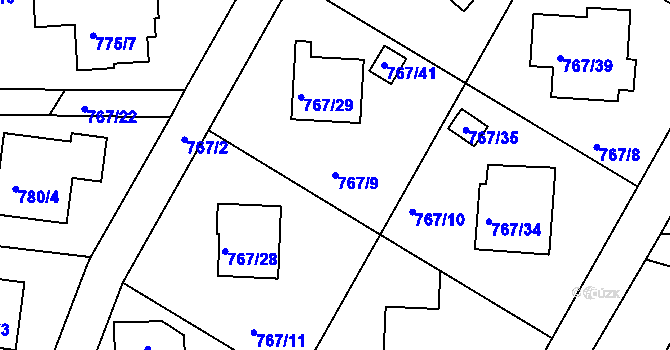 Parcela st. 767/9 v KÚ Frýdlant nad Ostravicí, Katastrální mapa