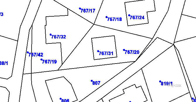 Parcela st. 767/31 v KÚ Frýdlant nad Ostravicí, Katastrální mapa