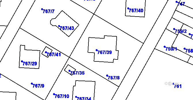 Parcela st. 767/39 v KÚ Frýdlant nad Ostravicí, Katastrální mapa