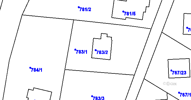 Parcela st. 783/2 v KÚ Frýdlant nad Ostravicí, Katastrální mapa