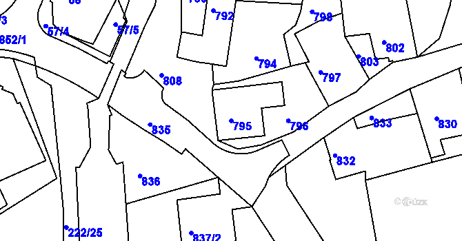 Parcela st. 795 v KÚ Frýdlant nad Ostravicí, Katastrální mapa