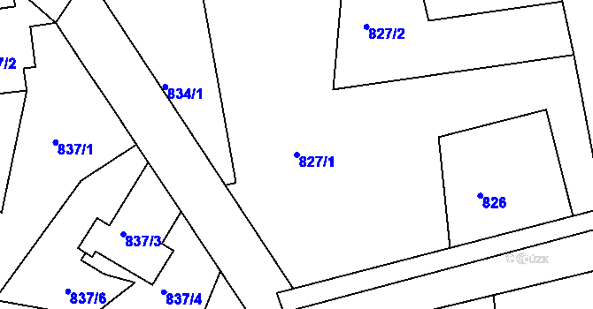 Parcela st. 827/1 v KÚ Frýdlant nad Ostravicí, Katastrální mapa