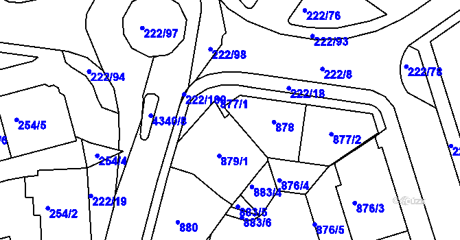 Parcela st. 877/4 v KÚ Frýdlant nad Ostravicí, Katastrální mapa
