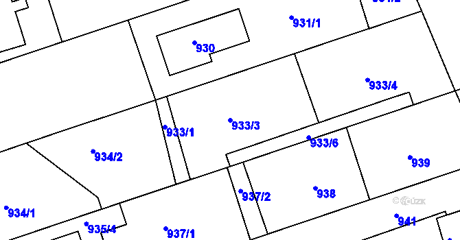Parcela st. 933/3 v KÚ Frýdlant nad Ostravicí, Katastrální mapa