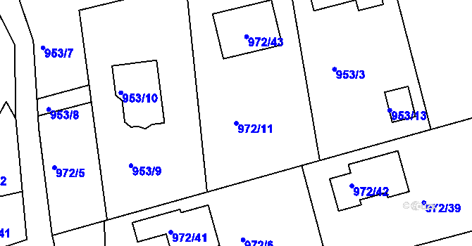 Parcela st. 972/11 v KÚ Frýdlant nad Ostravicí, Katastrální mapa