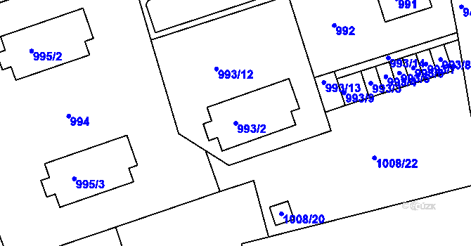 Parcela st. 993/2 v KÚ Frýdlant nad Ostravicí, Katastrální mapa