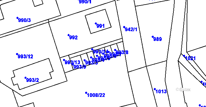 Parcela st. 993/6 v KÚ Frýdlant nad Ostravicí, Katastrální mapa