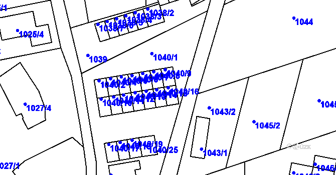 Parcela st. 1040/16 v KÚ Frýdlant nad Ostravicí, Katastrální mapa