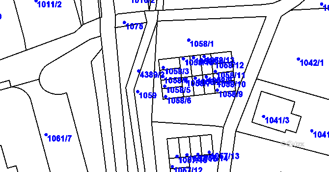 Parcela st. 1058/5 v KÚ Frýdlant nad Ostravicí, Katastrální mapa