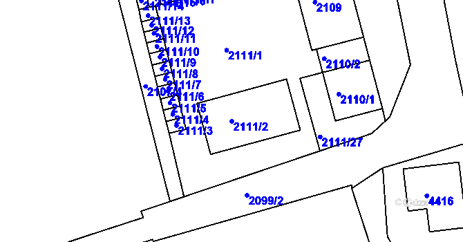 Parcela st. 2111/2 v KÚ Frýdlant nad Ostravicí, Katastrální mapa