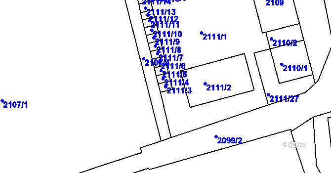 Parcela st. 2111/3 v KÚ Frýdlant nad Ostravicí, Katastrální mapa