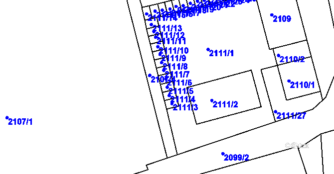 Parcela st. 2111/5 v KÚ Frýdlant nad Ostravicí, Katastrální mapa
