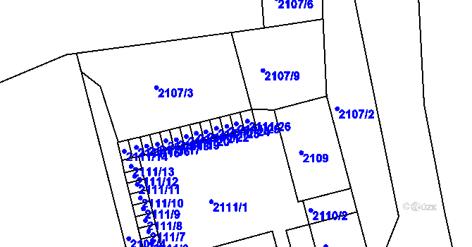 Parcela st. 2111/25 v KÚ Frýdlant nad Ostravicí, Katastrální mapa