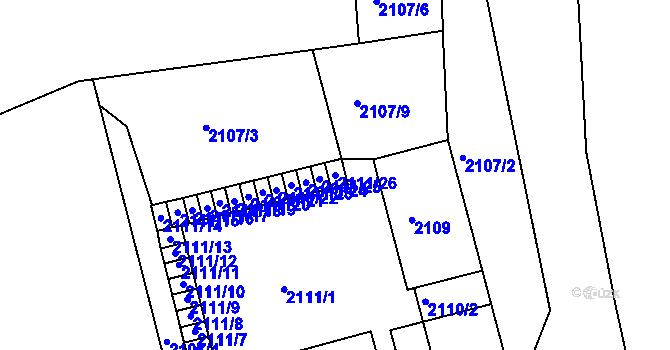 Parcela st. 2111/26 v KÚ Frýdlant nad Ostravicí, Katastrální mapa