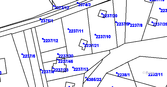 Parcela st. 2237/21 v KÚ Frýdlant nad Ostravicí, Katastrální mapa