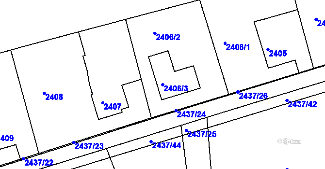 Parcela st. 2406/3 v KÚ Frýdlant nad Ostravicí, Katastrální mapa