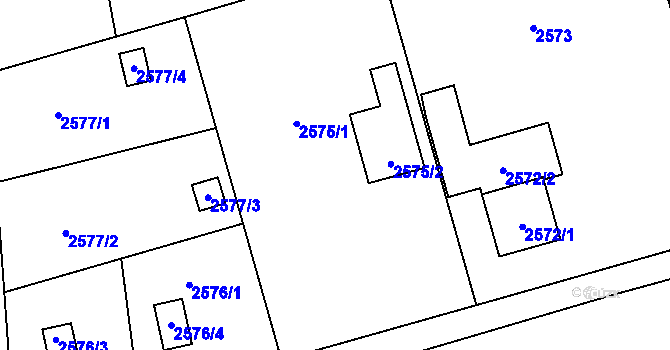 Parcela st. 2575 v KÚ Frýdlant nad Ostravicí, Katastrální mapa