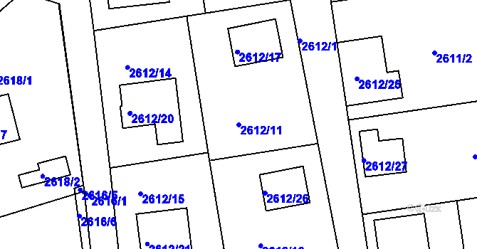 Parcela st. 2612/11 v KÚ Frýdlant nad Ostravicí, Katastrální mapa