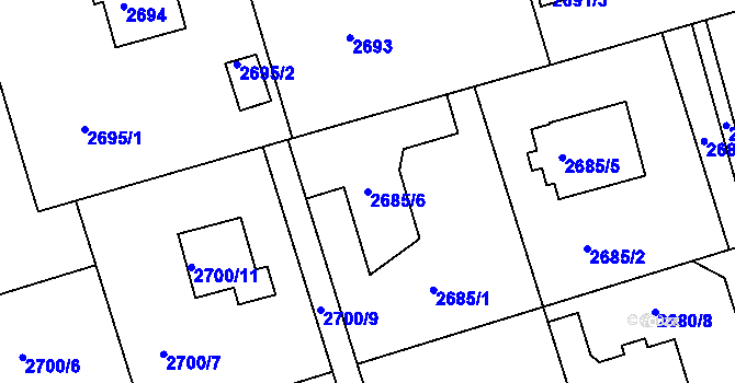 Parcela st. 2685/6 v KÚ Frýdlant nad Ostravicí, Katastrální mapa