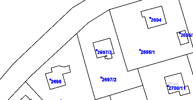 Parcela st. 2697/3 v KÚ Frýdlant nad Ostravicí, Katastrální mapa