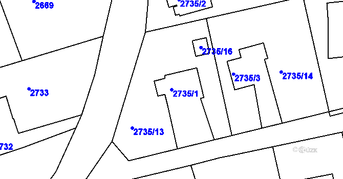 Parcela st. 2735/1 v KÚ Frýdlant nad Ostravicí, Katastrální mapa