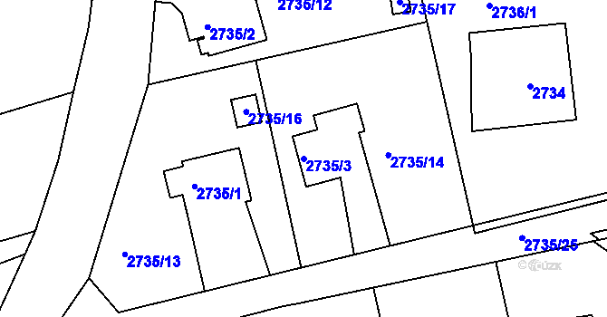 Parcela st. 2735/3 v KÚ Frýdlant nad Ostravicí, Katastrální mapa