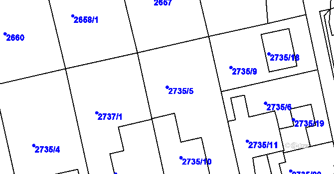 Parcela st. 2735/5 v KÚ Frýdlant nad Ostravicí, Katastrální mapa