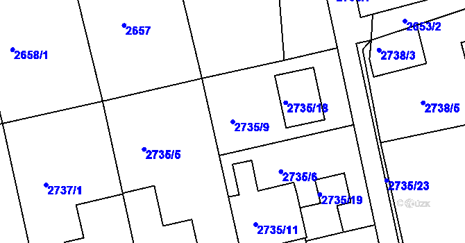 Parcela st. 2735/9 v KÚ Frýdlant nad Ostravicí, Katastrální mapa