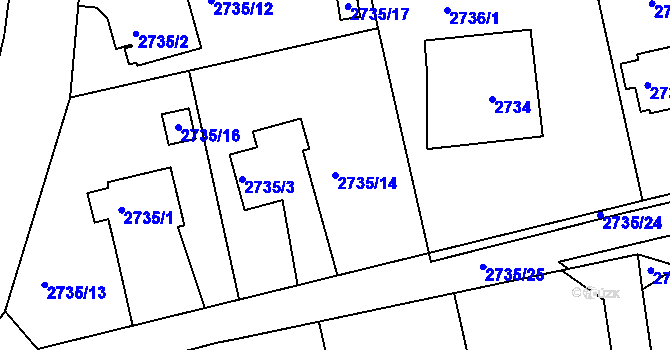 Parcela st. 2735/14 v KÚ Frýdlant nad Ostravicí, Katastrální mapa