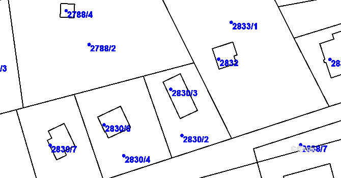 Parcela st. 2830/3 v KÚ Frýdlant nad Ostravicí, Katastrální mapa