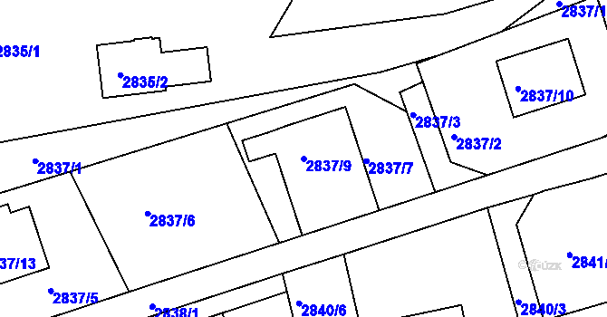 Parcela st. 2837/9 v KÚ Frýdlant nad Ostravicí, Katastrální mapa