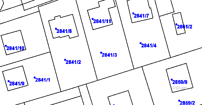 Parcela st. 2841/3 v KÚ Frýdlant nad Ostravicí, Katastrální mapa