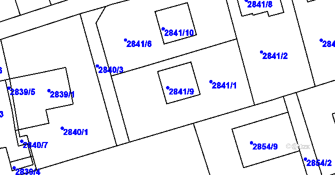Parcela st. 2841/9 v KÚ Frýdlant nad Ostravicí, Katastrální mapa
