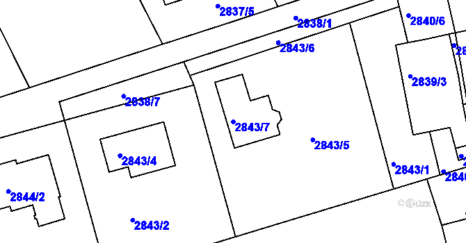Parcela st. 2843/7 v KÚ Frýdlant nad Ostravicí, Katastrální mapa