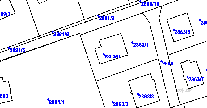 Parcela st. 2863/6 v KÚ Frýdlant nad Ostravicí, Katastrální mapa