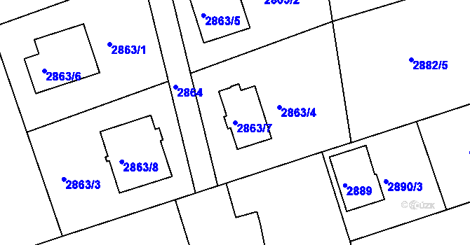 Parcela st. 2863/7 v KÚ Frýdlant nad Ostravicí, Katastrální mapa