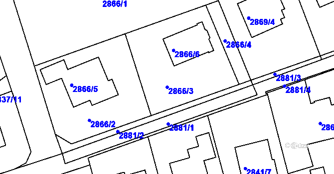 Parcela st. 2866/3 v KÚ Frýdlant nad Ostravicí, Katastrální mapa