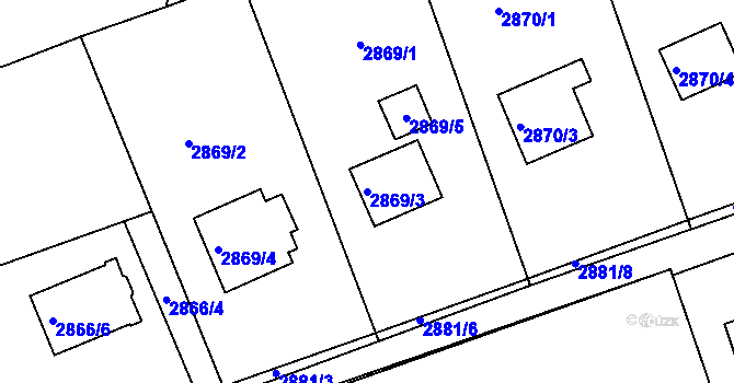 Parcela st. 2869/3 v KÚ Frýdlant nad Ostravicí, Katastrální mapa