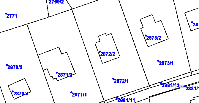 Parcela st. 2872/2 v KÚ Frýdlant nad Ostravicí, Katastrální mapa
