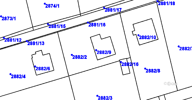 Parcela st. 2882/9 v KÚ Frýdlant nad Ostravicí, Katastrální mapa