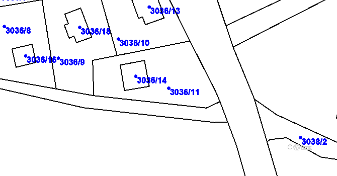 Parcela st. 3036/11 v KÚ Frýdlant nad Ostravicí, Katastrální mapa