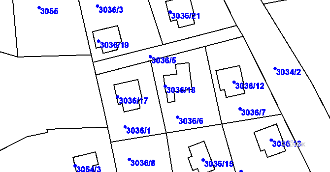 Parcela st. 3036/18 v KÚ Frýdlant nad Ostravicí, Katastrální mapa
