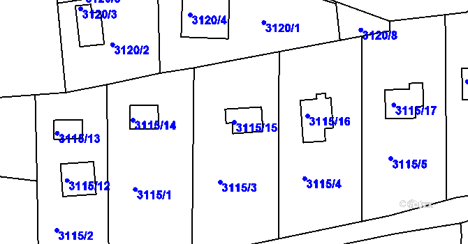 Parcela st. 3115/15 v KÚ Frýdlant nad Ostravicí, Katastrální mapa